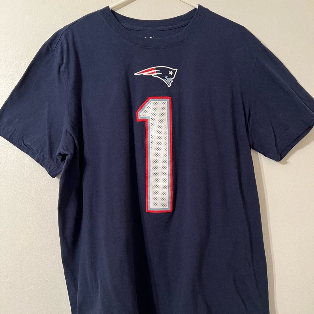 NIKE NFL NEW ENGLAND PATRIOTS CAM NEWTON BLUE JERSEY T-SHIRT SIZE LARGE